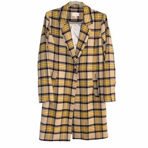Skies Are Blue Notched Lapel Plaid Coat